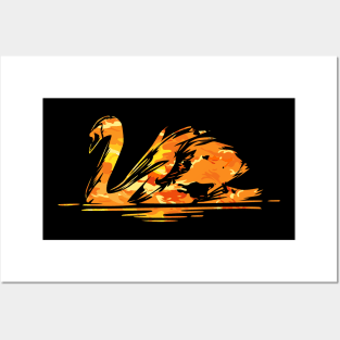 swan on fire Posters and Art